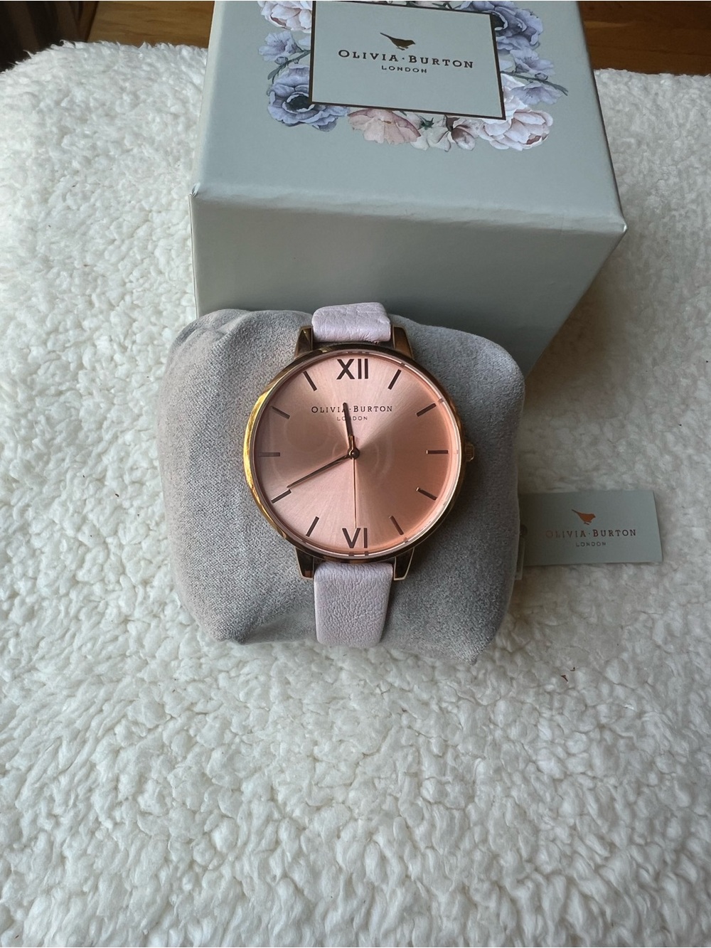 OLIVIA BURTON Rose Gold Dial Pink Leather Strap Watch